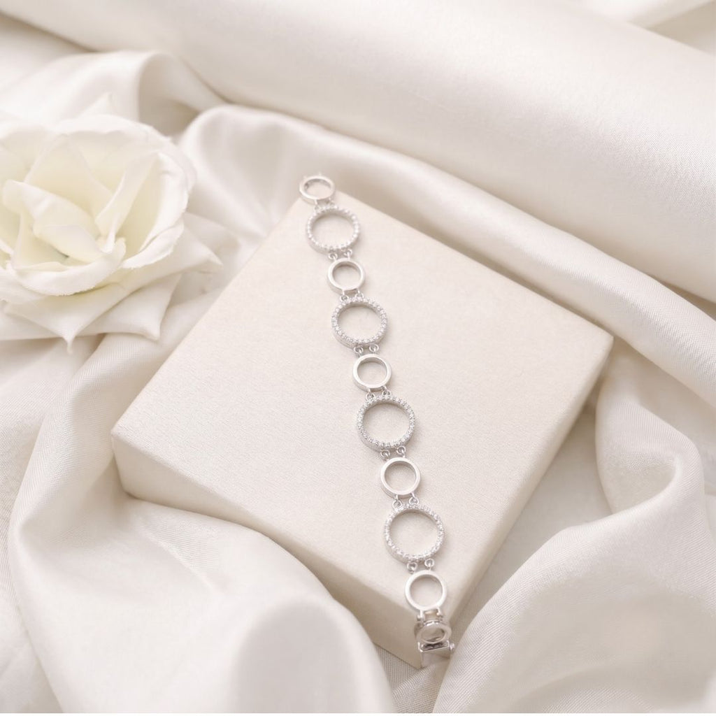 Classic Pavé Circle Silver Bracelet