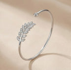 Leaf Motif Open Bangle Bracelet