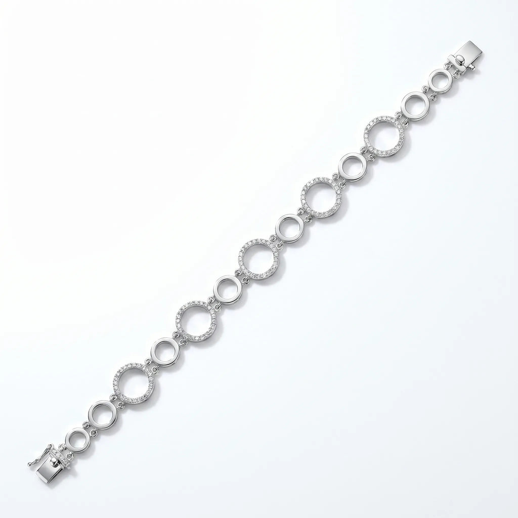 Classic Pavé Circle Silver Bracelet