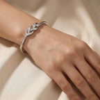 Intertwined Leaf Knot Open Bangle Bracelet