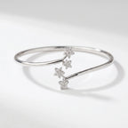 Floral Star Open Bangle Bracelet in 925 Sterling Silver & Lab Grown Diamonds