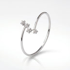 Floral Star Open Bangle Bracelet in 925 Sterling Silver & Lab Grown Diamonds