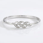Intertwined Leaf Knot Open Bangle Bracelet