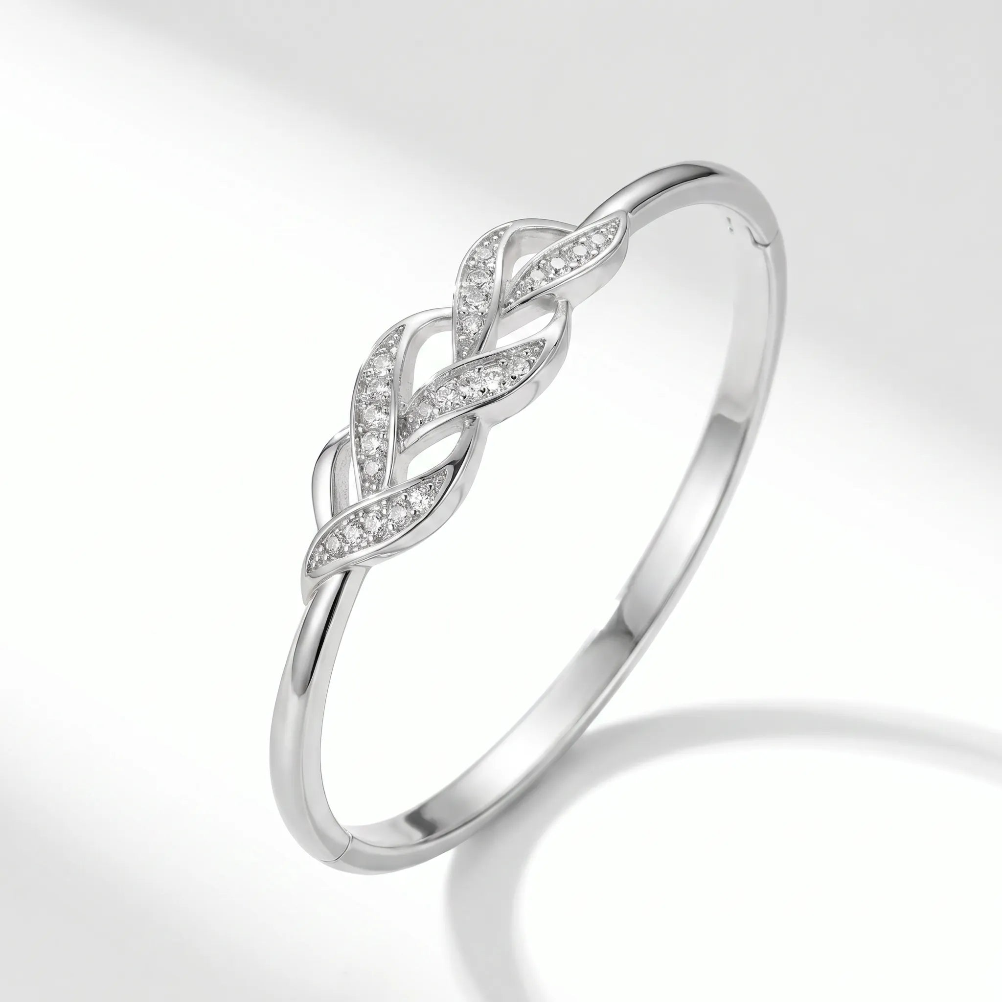 Intertwined Leaf Knot Open Bangle Bracelet