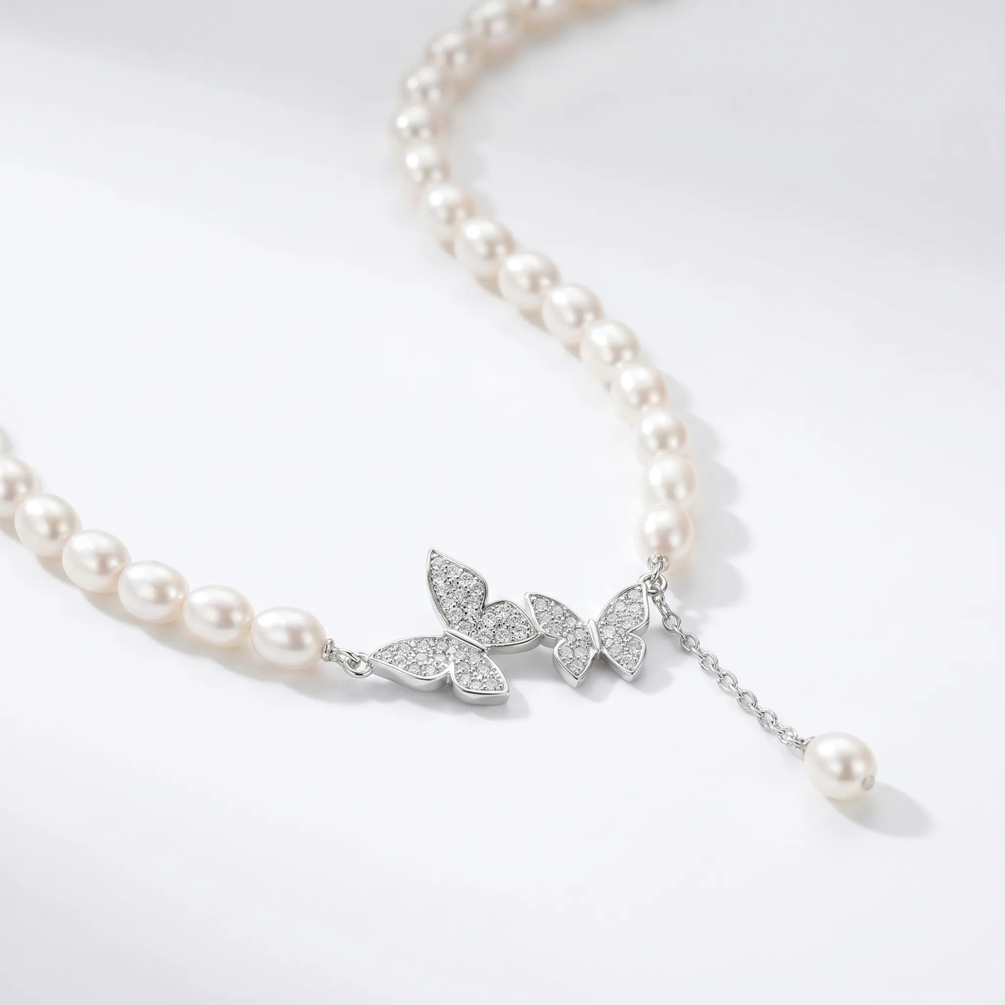 Butterfly Pearl Drop Necklace