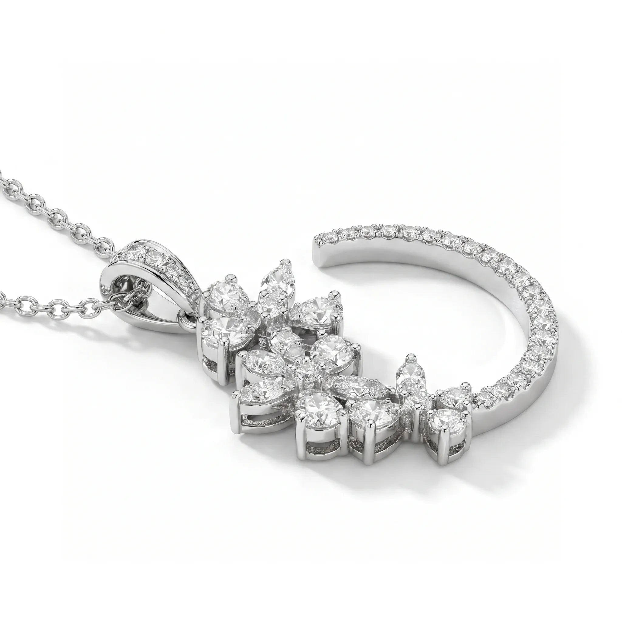 Diamond Lunette Garland Pendant