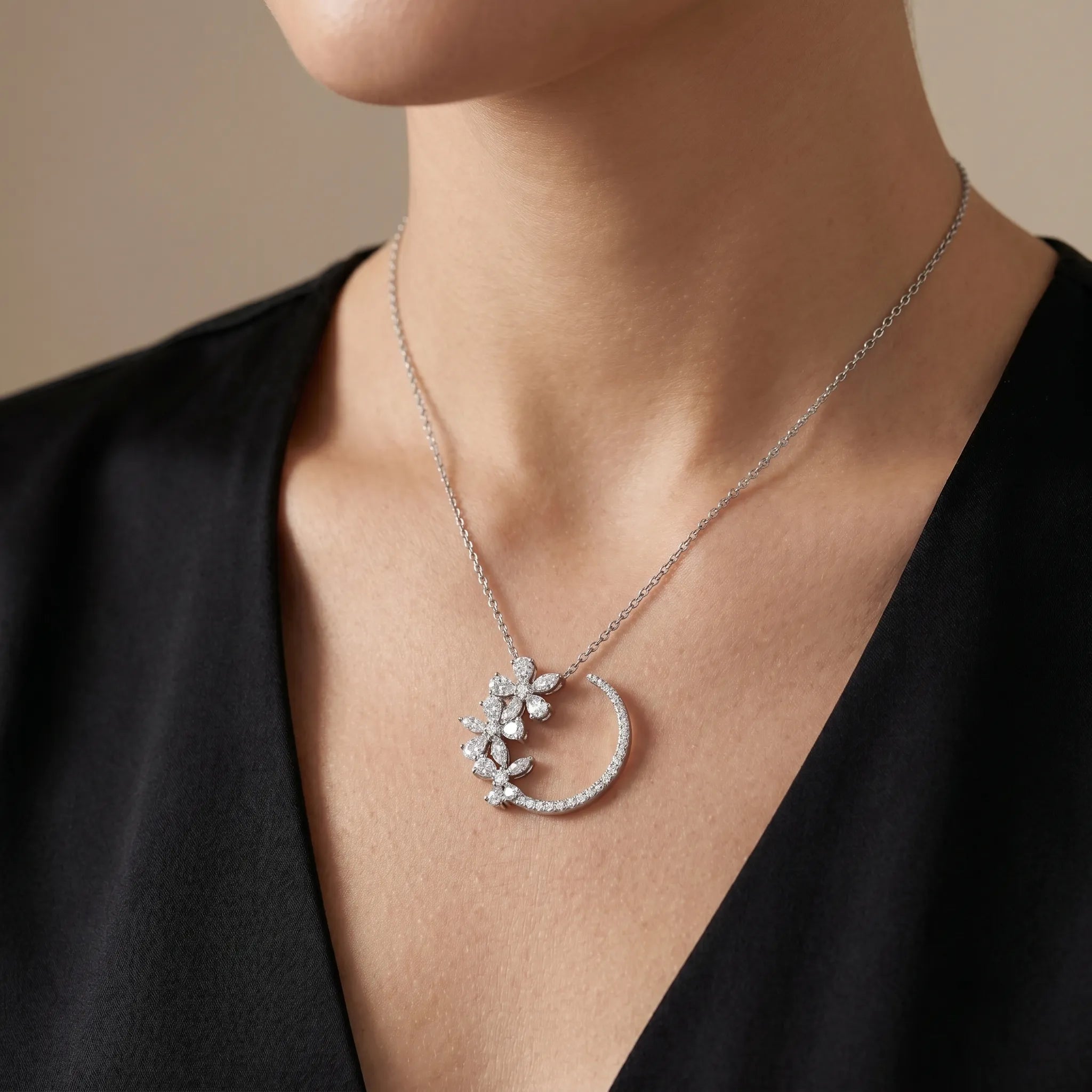 Diamond Lunette Garland Pendant