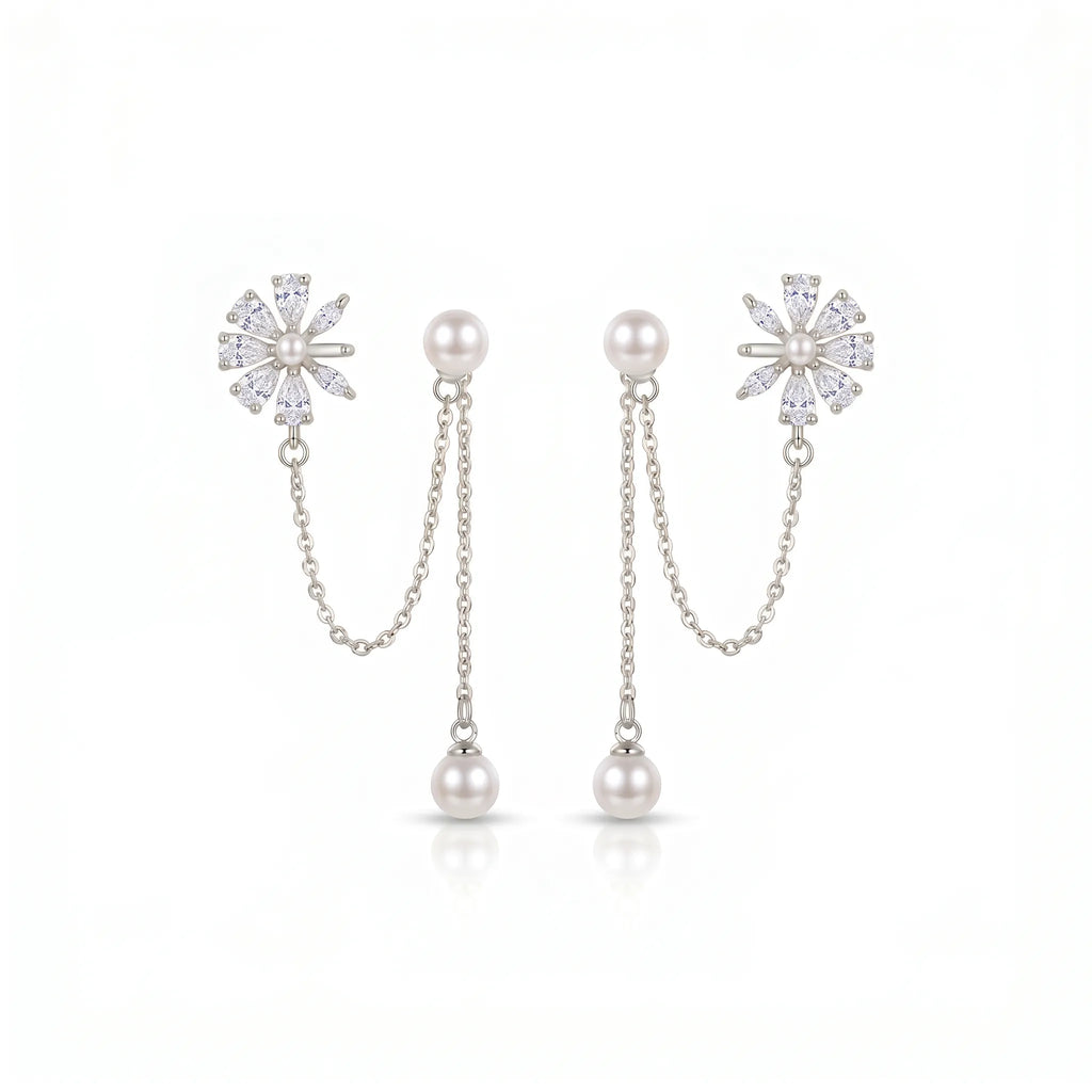 Bloom Pearl Chain Drop Earrings