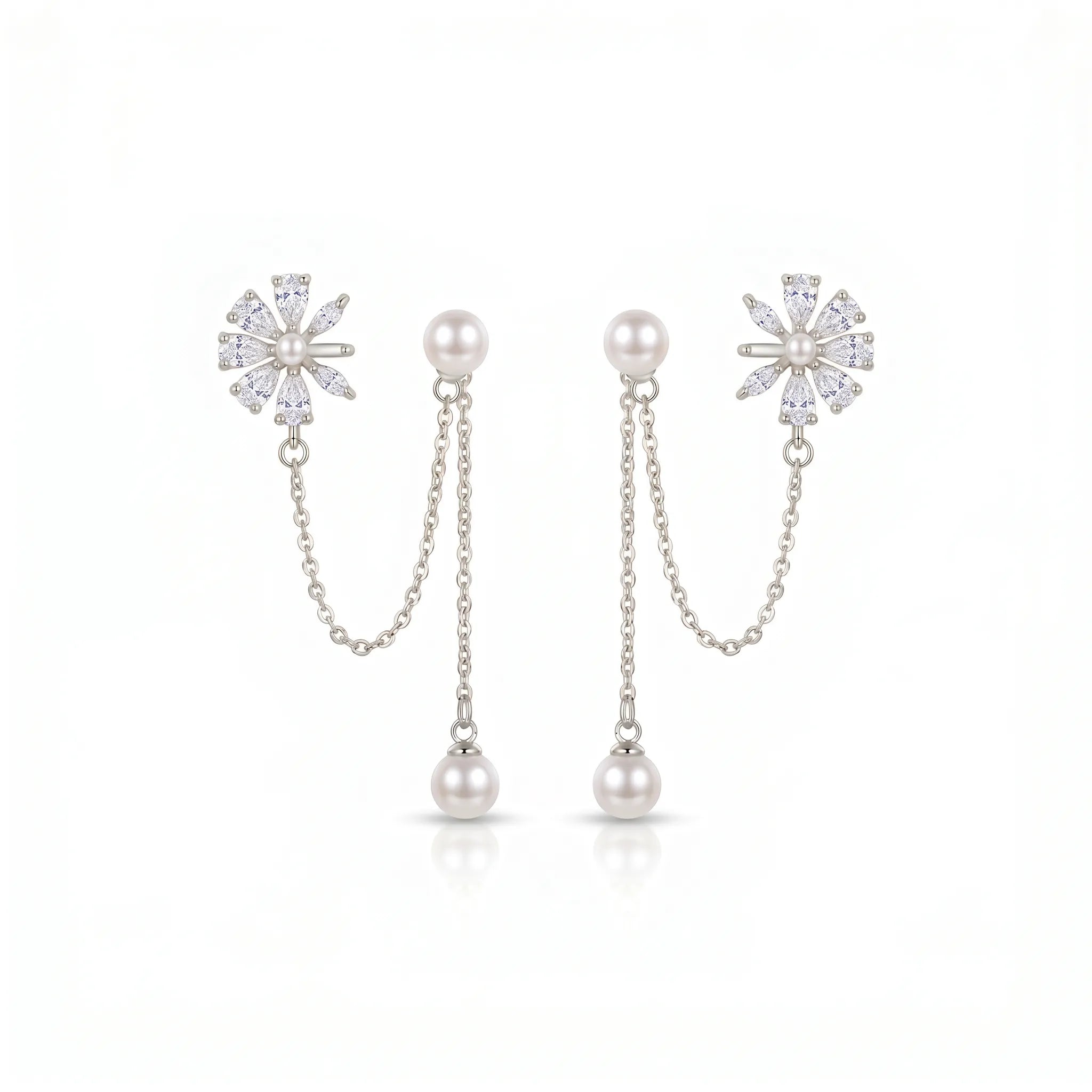 Bloom Pearl Chain Drop Earrings
