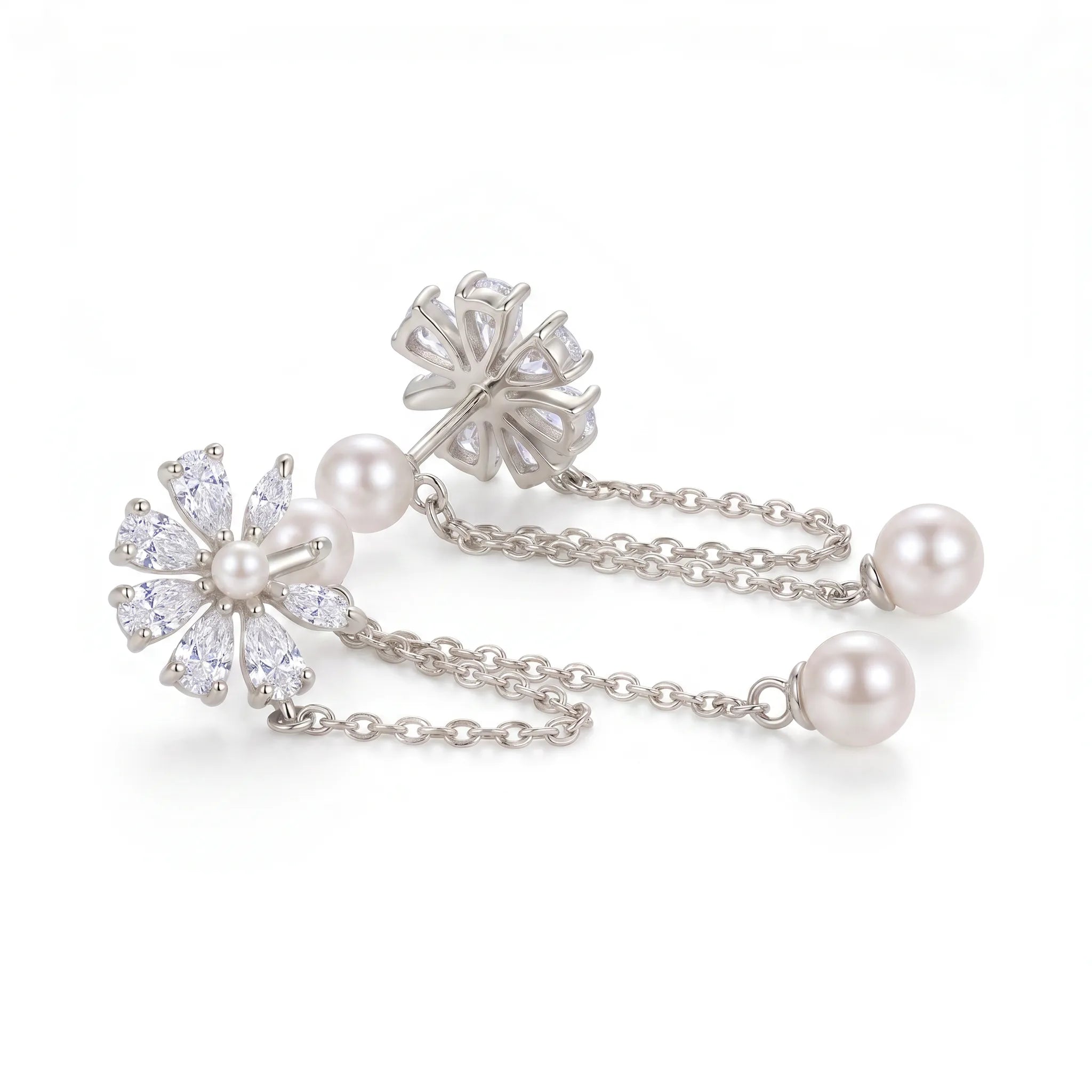 Bloom Pearl Chain Drop Earrings